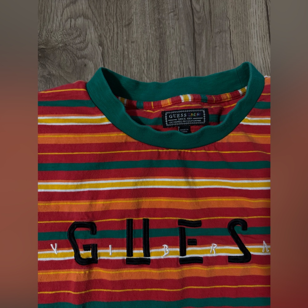 Guess x JBalvin Multicolor Striped Tee with Logo